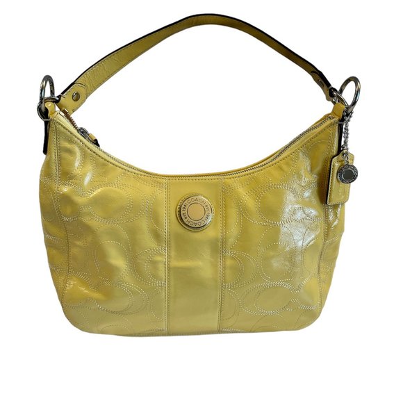 Coach Vintage Signature Hobo /Crossbody Patent Leather in Soft Yellow - Picture 2 of 14